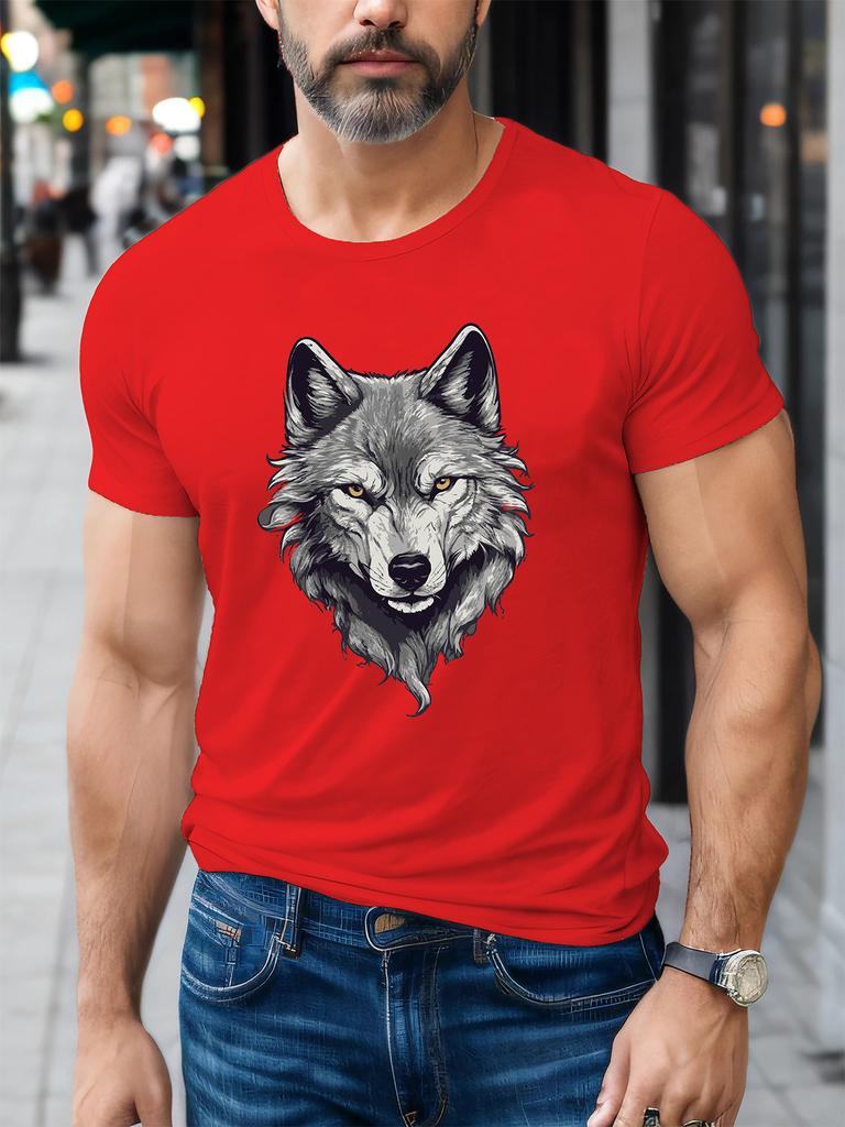 Wild Grey Wolf Head Unisexs Crew Neck T Shirt Cool Wildlife Graphic Short Sleeve Tee Animal Lover Casual Male Summer Street Tops