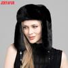 JERYAFUR Women Ushanka Trapper Winter Hat, Full Faux Fur Grey Ear Flap Warm Ladies Cap for Cold Snowy Weather