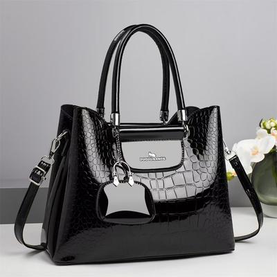 New Stone Print Light Luxury Handbag High Appearance Level Shiny Leather Mother Bag Large Capacity Shoulder Bag Crossbody Bag