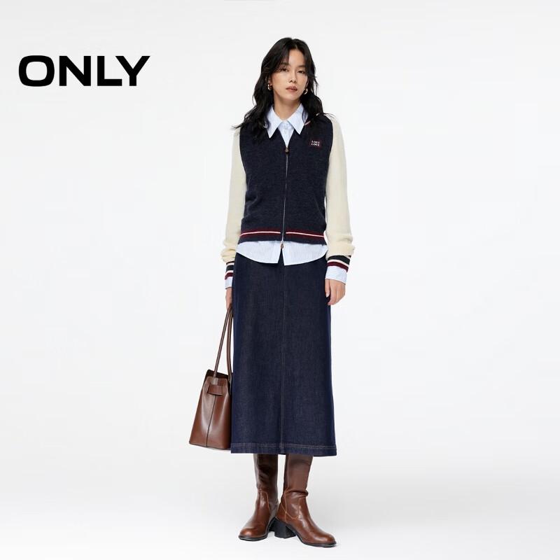 

ONLY Women s College Style Color Block Wool Blend Cardigan M