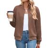 Women's Long-Sleeve Jacket Fall/Winter Solid Color Crew Neck Zipper Loose-Fit Long-Sleeve Sweatshirt Women's Baseball Jacket