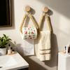 No-Drill Wooden Adhesive Hooks with Jute Rope and Towel Holder for Bathroom