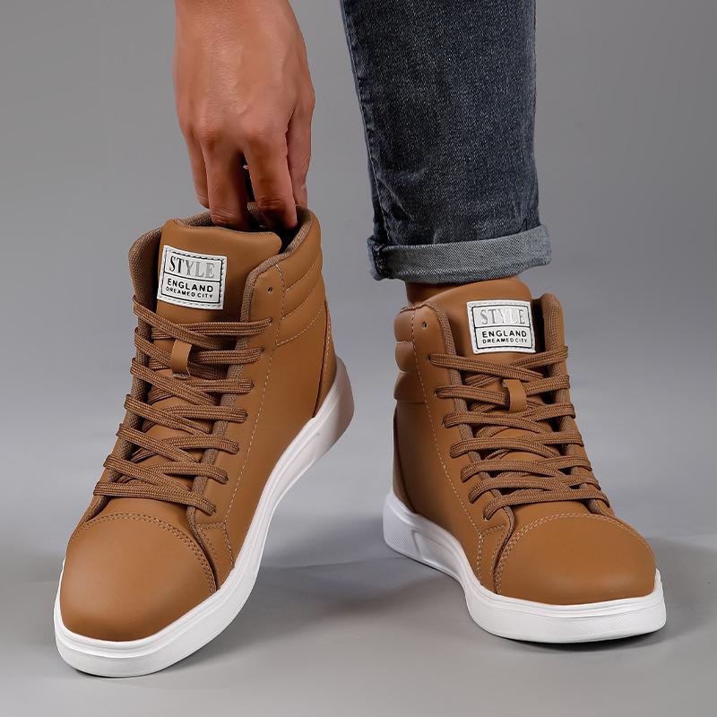 Fashion Spring Fashion Red Men's Sneakers High Top Skateboarding Shoes for Men Casual Shoes Unisex Waterproof Leather Sneakers for Women