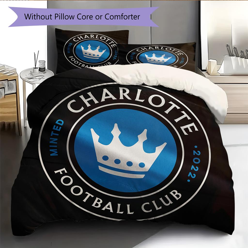 Charlotte FC Pattern Bedding Home Decoration Birthday Gift (1 * duvet cover + 2 * pillowcase, without core)