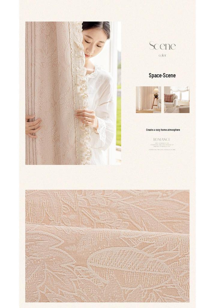 Chu Yang Cream French Jacquard Chenille Blackout Curtains for Living Room and Bedroom - High-End Style Customization