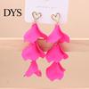 Women Vacation Earrings 1 Pair Hanging Flower Shape Bohemian Style Petal Tassel Hollow Heart Lady Ear Jewelry Prom Beach Dangle Long