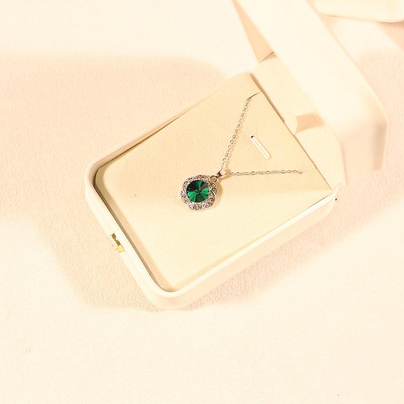 Emerald Flower Jewelry Set: Necklace, Earrings, and Ring In Stock