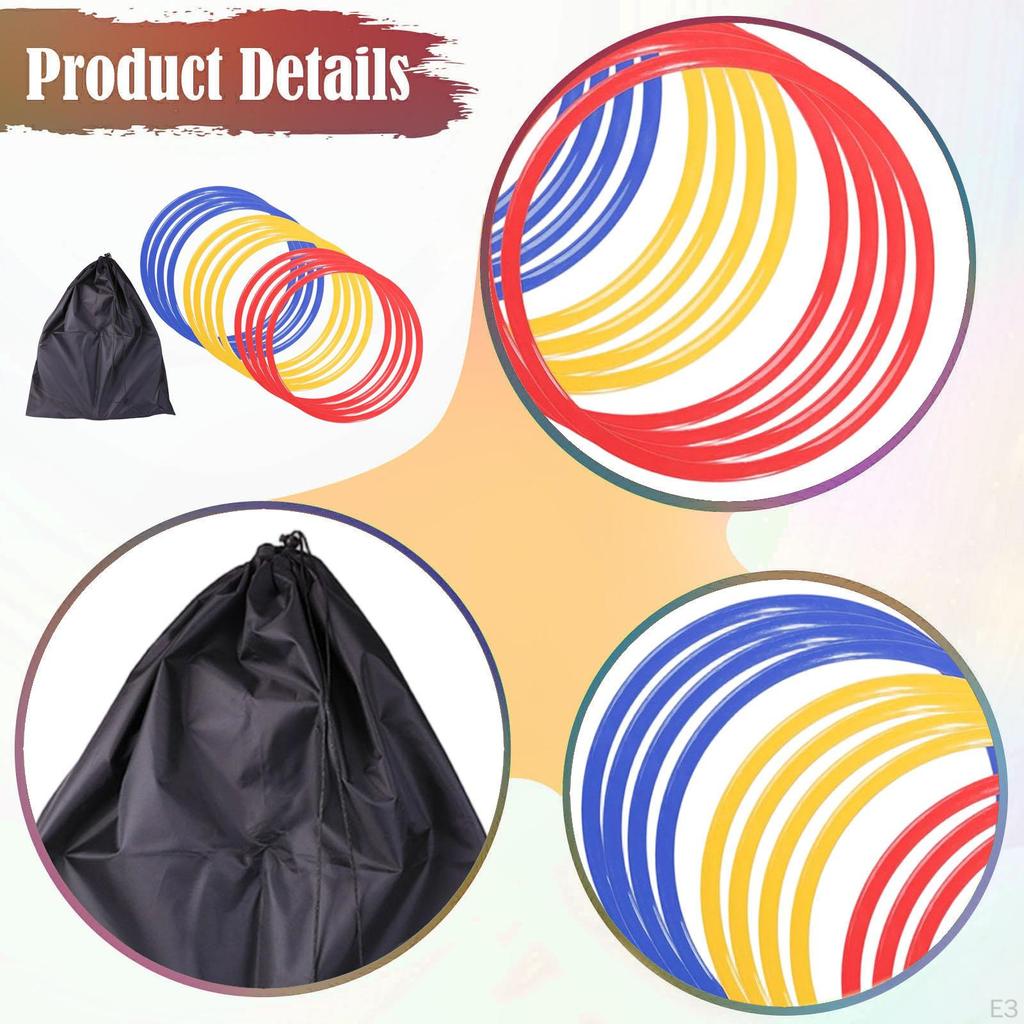12 Agility Rings for Balance And Coordination Exercises, Jump Rope Games.