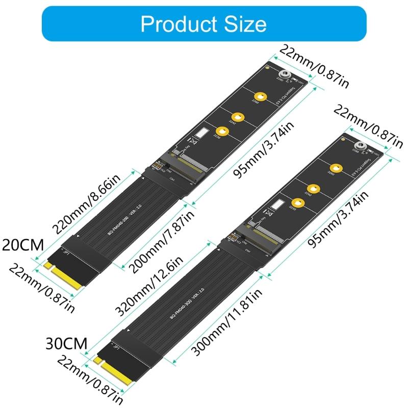 PCIe 180 Degree M.2 NVME SSDs Extension Cable Two Protocol Support SATAs NVME Compatible Multiple Lengths