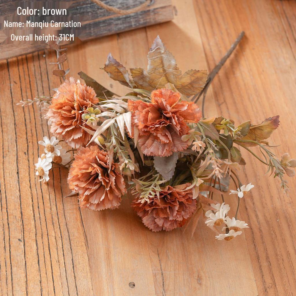 Autumn Carnation Rose Bouquet - Faux Flower Wall Decor for Home & Wedding