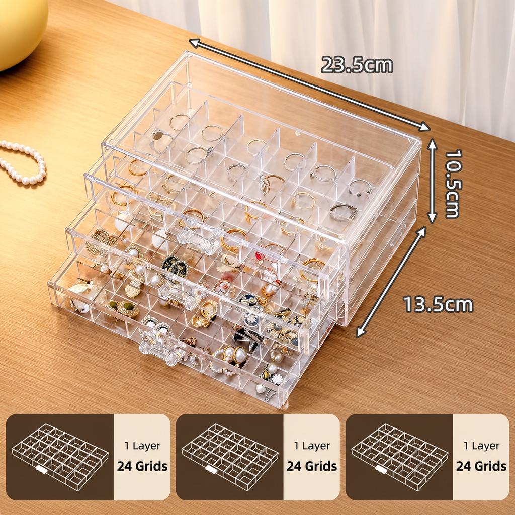 3-Tier 72-Slot Plastic Jewelry Organizer