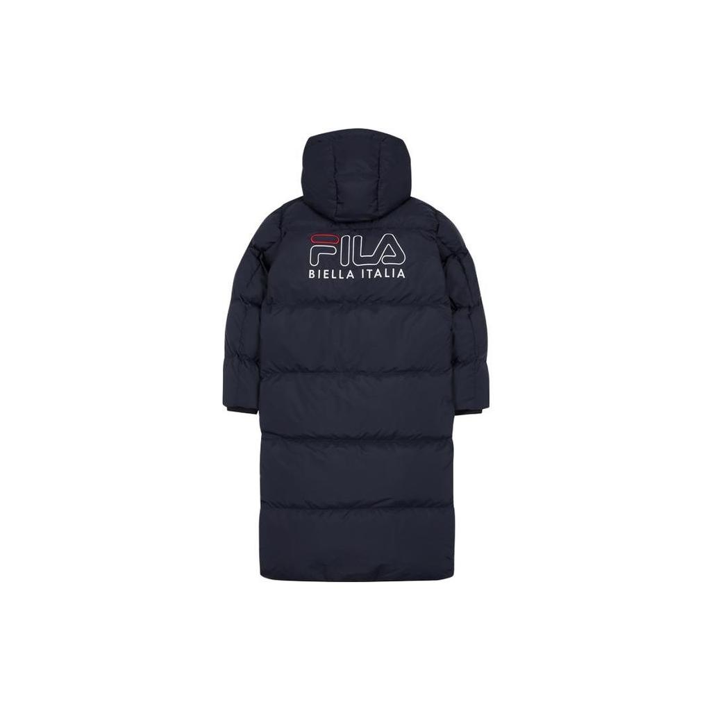 Fila Fleece Hooded Long Printed Letter Down Jacket Men Outerwear Dark-Blue FS2DJB4003X-INA
