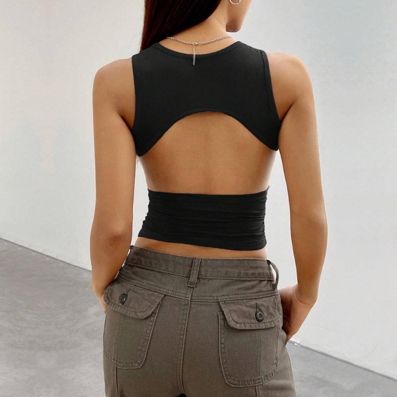 Débardeurs moulants courts sans manches de couleur unie pour femmes sexy pour le printemps et l'été