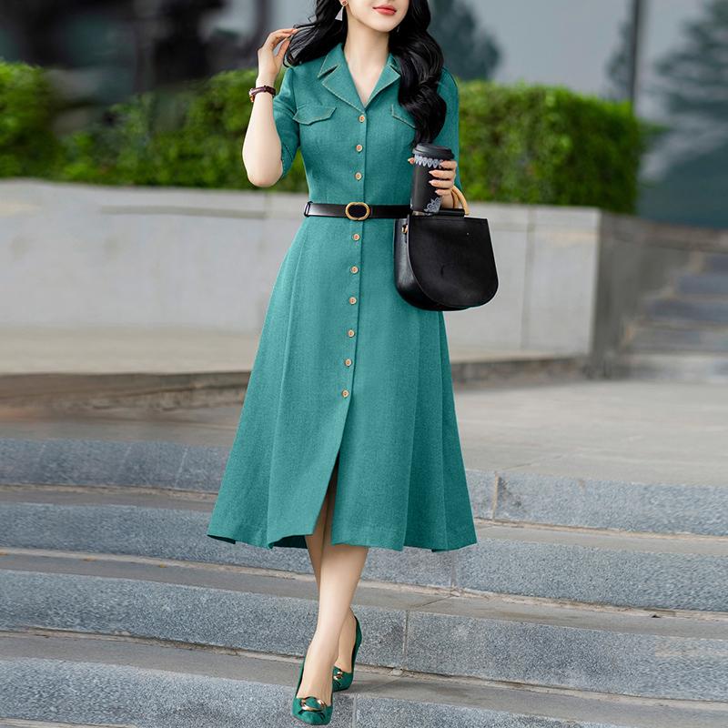 ZANZEA Women Summer Turn Down Collar Casual Short Sleeve Dress