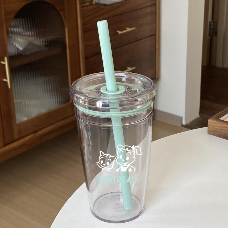 Minzgrüne Strohhalmbecher Tritan Hochtemperatur-Wasserbecher Umweltfreundlich, Frühlingsrosa Harada