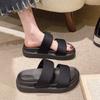 Fashion 2025 Summer New Women's Slippers Casual Double Strap Thick Bottom One Character Slippers Fashionable Simple Beach Sandals