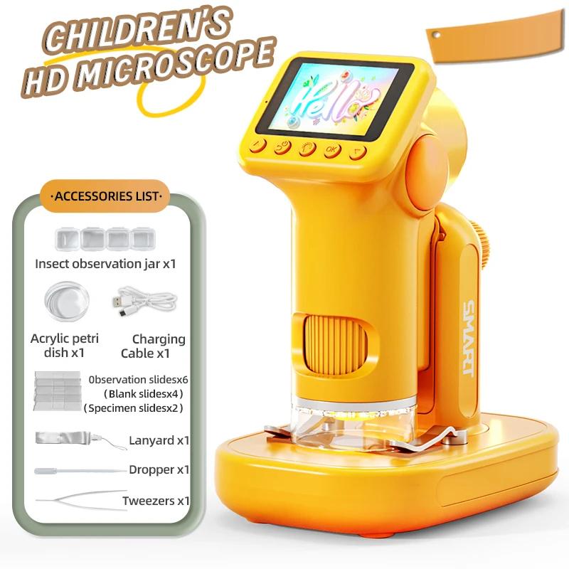 P01 Multifunktionelles HD-Mikroskop Kinder Wissenschaftsexperiment Lehrbuch Lupe Teleskop Handheld Digitales Bildungsspielzeug Geschenk