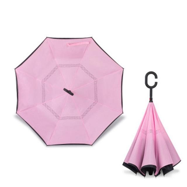 JPZYLFKZL Free Style Creative Long Shank Double Layer Inverted Umbrella Windproof Reverse C-Hook Male Golf Umbrella Reverse