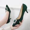 New Fairy High Heels, Thin Heel, Medium Heel, Shallow Mouth, Pointed Rhinestone Single Shoes, Daily