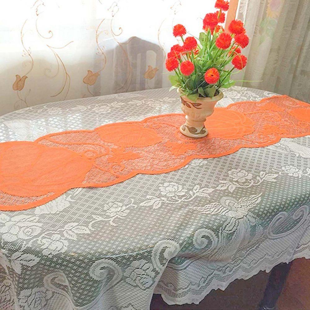 Lace Maple Leaves Pumpkin 72 X 13 Inch Halloween Decorations Table Runner Table Cloth Table Cover