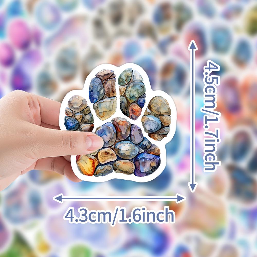 50 Watercolor Paw Print Graffiti Stickers for Water Bottles & Computers – Waterproof Cartoon Animal Design