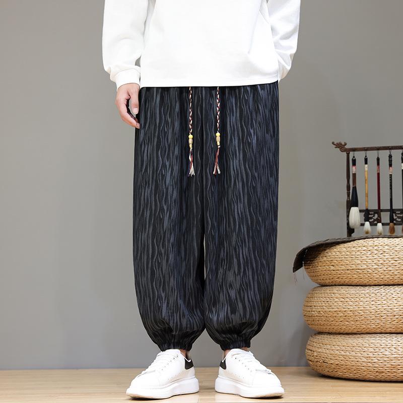 

Мужские брюки гаремы большого размера в китайском стиле с широкими штанинами - Осень/Зима Повседневные Свободные с принтом XXXL чёрный