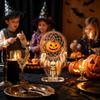 Festival Party Favors Halloween Acrylic 2D Flat Tabletop Ornament, Spooky Ghost Pumpkin Castle Desk Decorative Signs Sign for Home Office Table Shelf