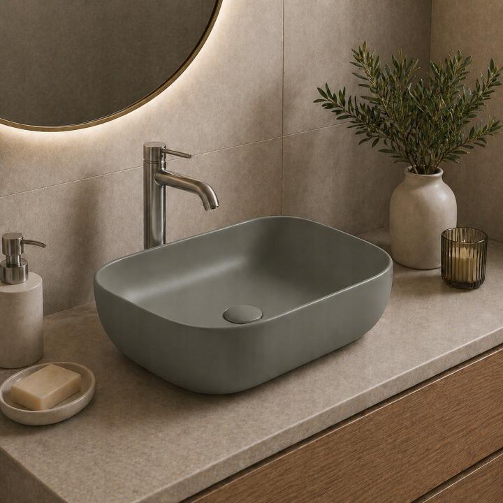 Lusso countertop washbasin 45.5X32.5 CM oval grey matt