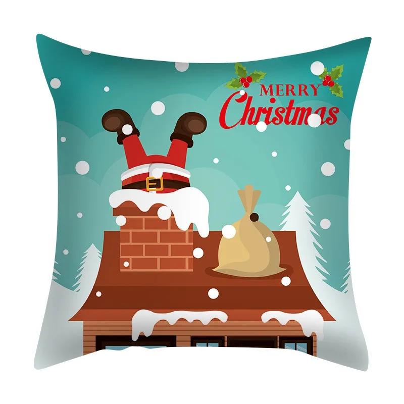 Christmas Set Luxury Home Decor Santa Claus Pattern Fashion Pillow Office Seat Cushion Cover