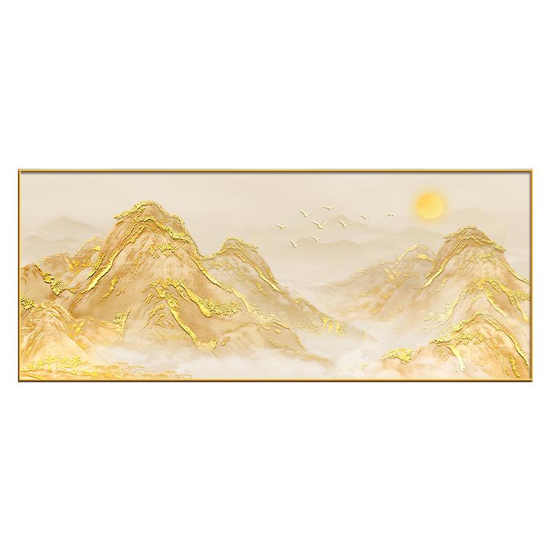 Golden Mountain Luxury Wall Art: Modern Sofa Backdrop for Living Room or Office