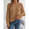 Autumn/Winter Women's Knitted Sweater Casual Feather-Patterned Openwork Off-the-Shoulder Sweater Featuring Bell Sleeves