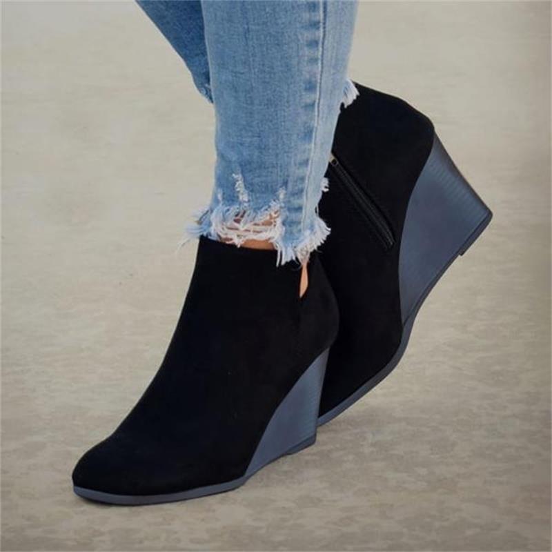 Stivaletti da Donna alla Caviglia con Plateau Autunno Inverno Scarpe Stampa Leopardo Stivali Moda Donna