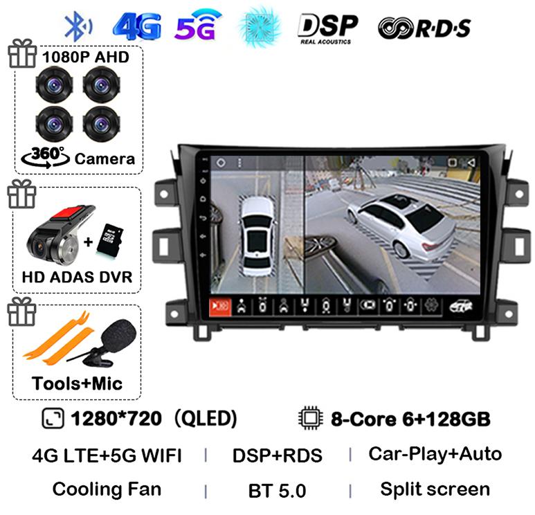 Android 14 Carplay Auto 360 Cameră Pentru Nissan NAVARA Frontier NP300 2011 - 2018 Multimedia Video Player GPS Radio Auto DSP Stereo