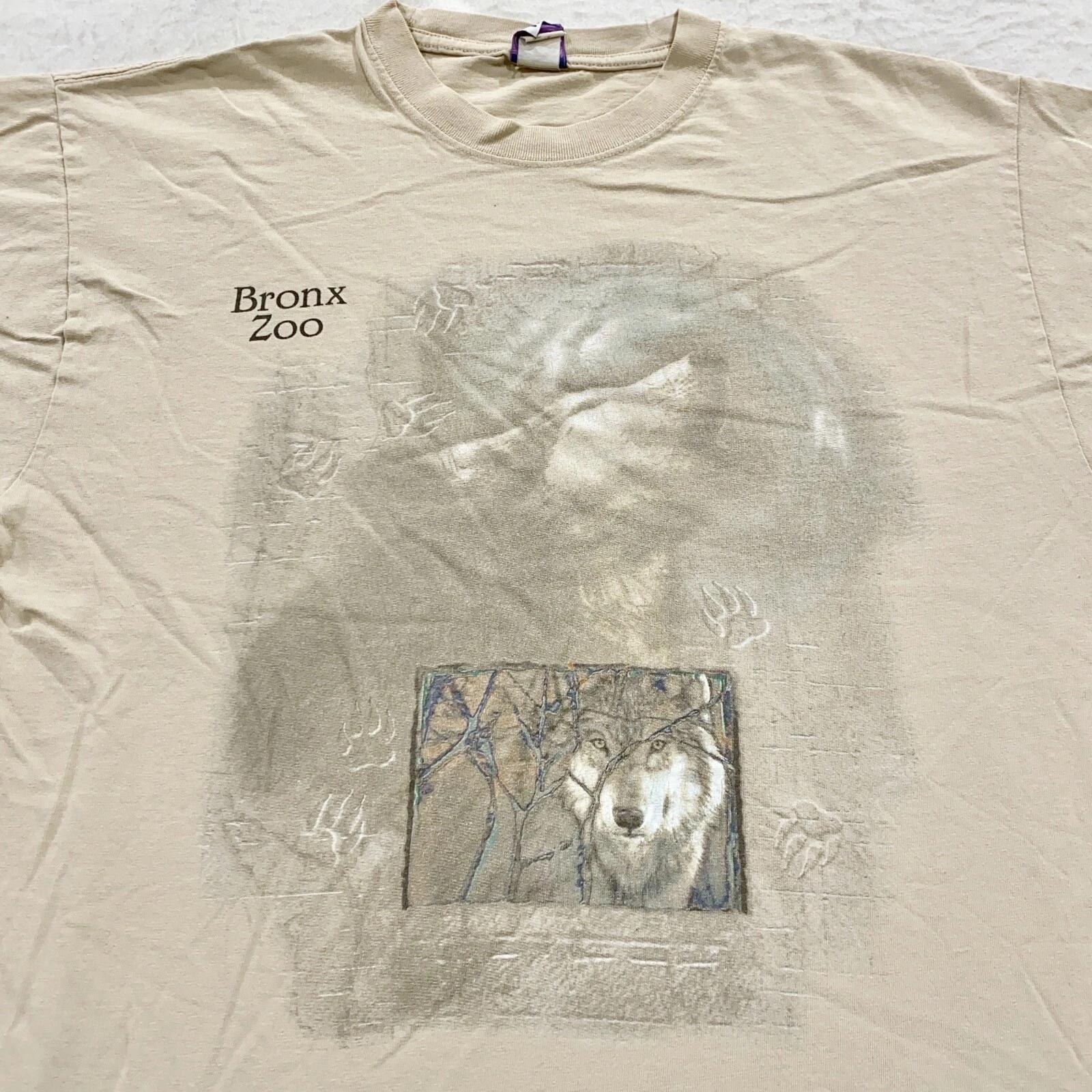 

vintage 90s BRONX ZOO HOWLING WOLF T-Shirt LARGE/XL nature new york city soft M