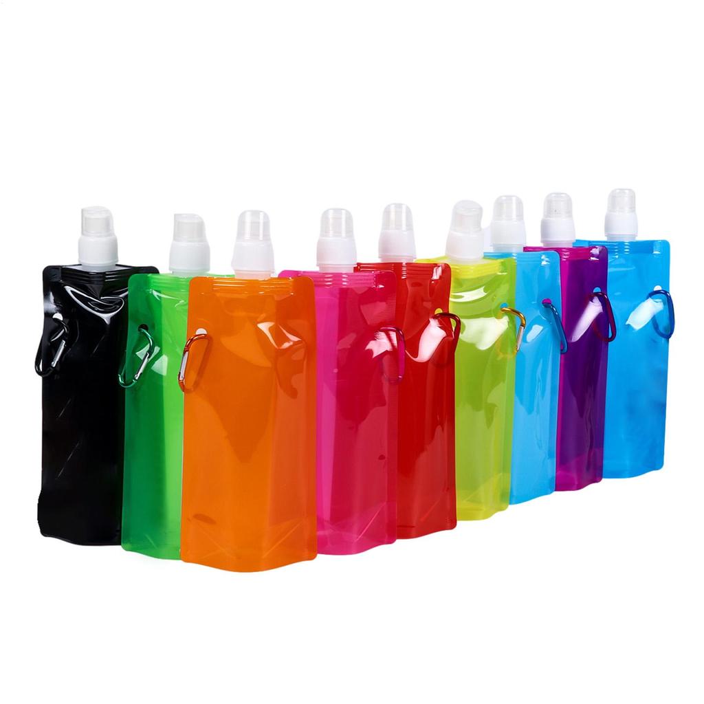 480ML Portable Foldable Silicone Folding Water Bottle Water Bag Outdoor Sport Supplies Hiking Camping Soft Flask Bag