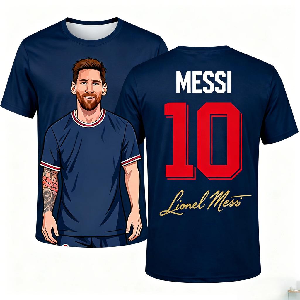2026 Nuova Maglia da Calcio Messi Numero 10 T-shirt Bambino T-shirt da Calcio 3D Moda Estiva Top Sportivo Casual Commemorativo