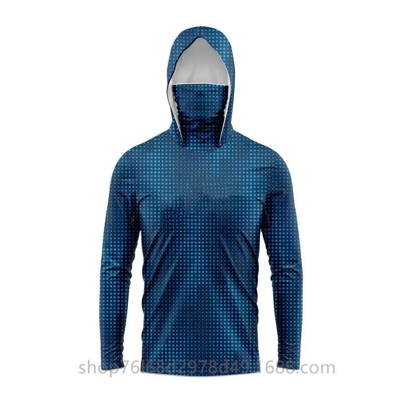 Ice Silk Fishing Suit Men's Outdoor Luya Camouflage Hoodie Mask One-piece Long Sleeve