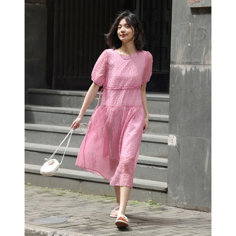 Demana Textured Drawstring Waist Summer Dress L