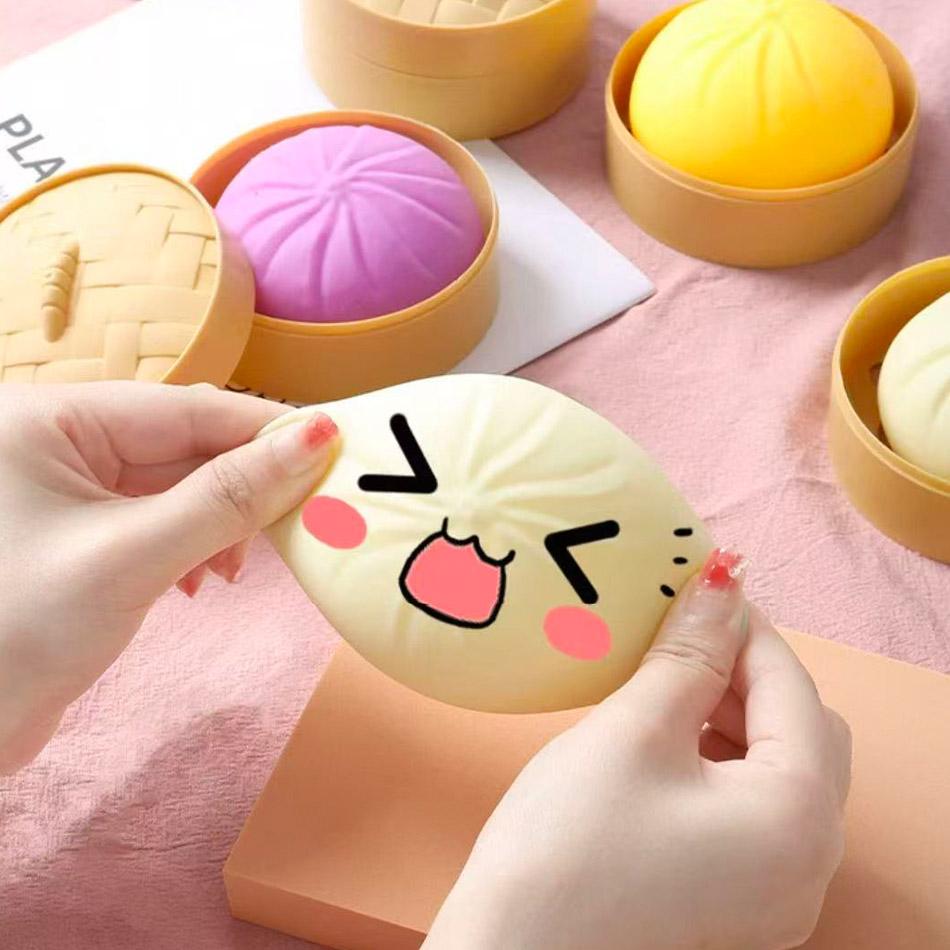 In Stock Squishy Buns Fidget Toy Anti-Stress Slow Rising Fruit Pinch Squeeze Stress Reliever Funny Pressure Reducer Prop