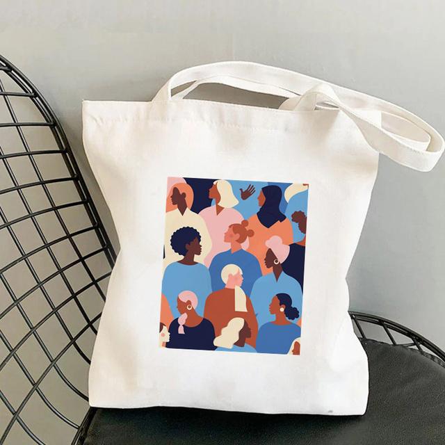 Shopper Girl Power with Butterflies Bag Harajuku Women Shopping Bag Canvas Shopper Bag Girl Handbag Tote Bag Shoulder Lady Bag