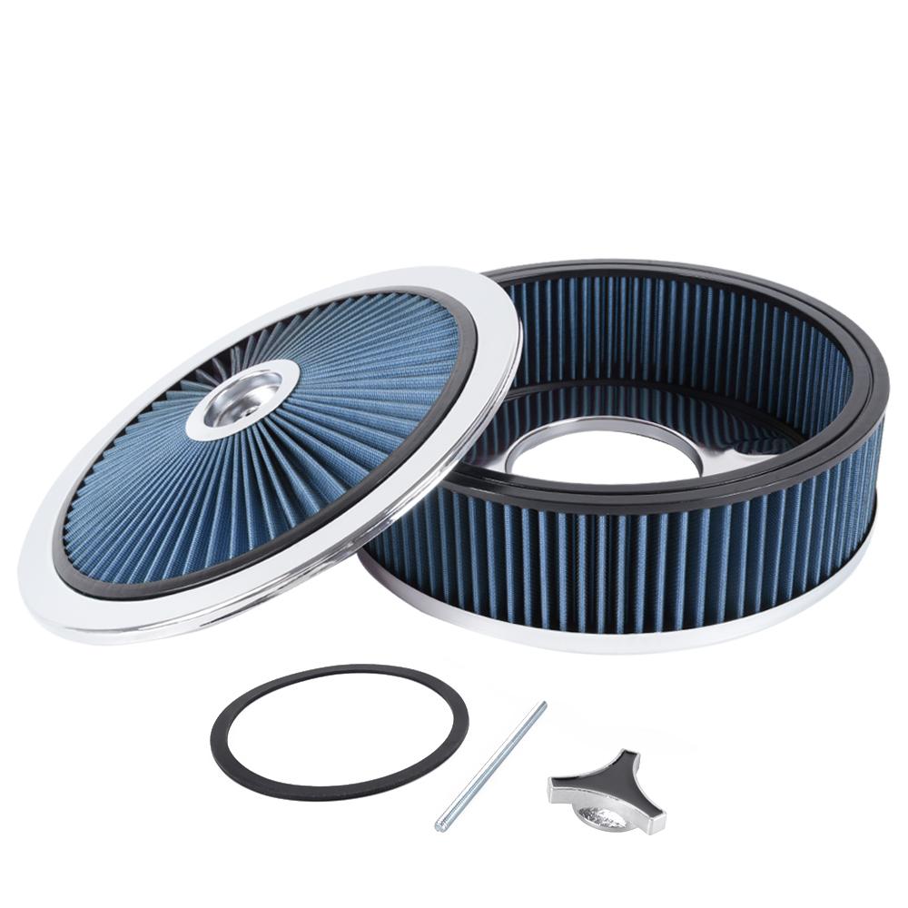 RASTP-14" x 4" Washable Round Super Flow Thru Air Cleaner Filter For 5-1/8 Carb Neck OFI177