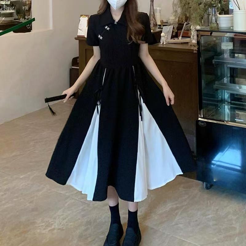 New Chinese-style improved cheongsam dress for women's summer large size gentle national style design sense Hepburn little black dress for women