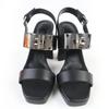 Hermes Sandalen Ilona Kelly Schnalle Leder schwarzes Leder Damen 36.5 Gebraucht