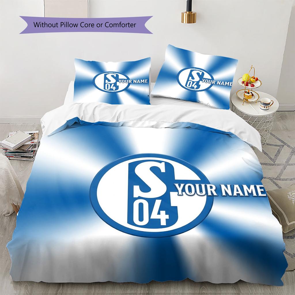FC Schalke 04 Custom Name Pattern Bedding,Quilt Set Quilt Cover Pillowcase Home Birthday Gift(1 * Duvet Cover + 2 * Pillowcase, Without Core)