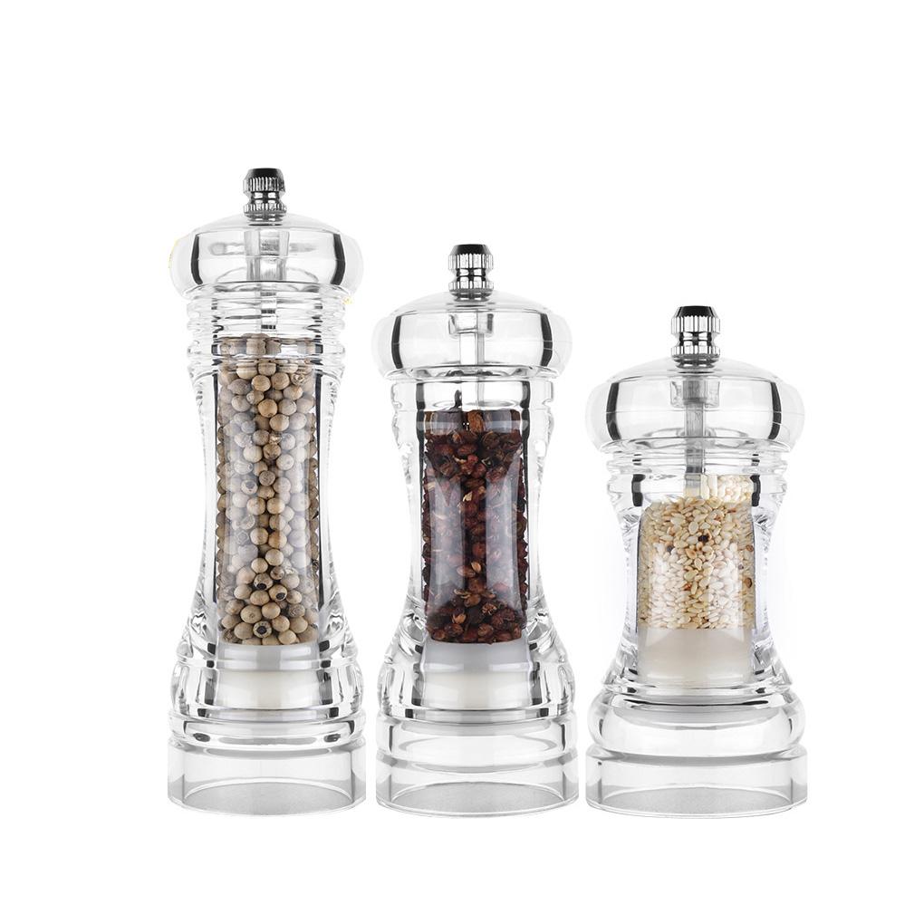 Pepper Grinder Acrylic Salt and Pepper Shakers Adjustable Mill Machine Cruet Grinding Tools Handheld Seasoning Kitchen Gadgets