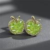 Pendientes de botón de manzana de cristal verde bonitos para mujer Joyería de moda Regalo