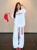 American high street pure cotton white short-sleeved t-shirt women's new summer loose large size trendy brand design half-sleeved top