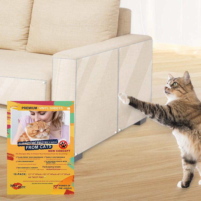 Transparent PVC Self-Adhesive Anti-Scratch Sofa Protector for Cats