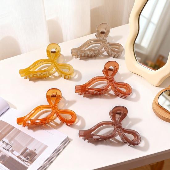 Hair Claw Transparent Bowknot Shape Anti-slip Teeth Hair Claw Lightweight Back Head Hair Clip Versatile Hair Accessory