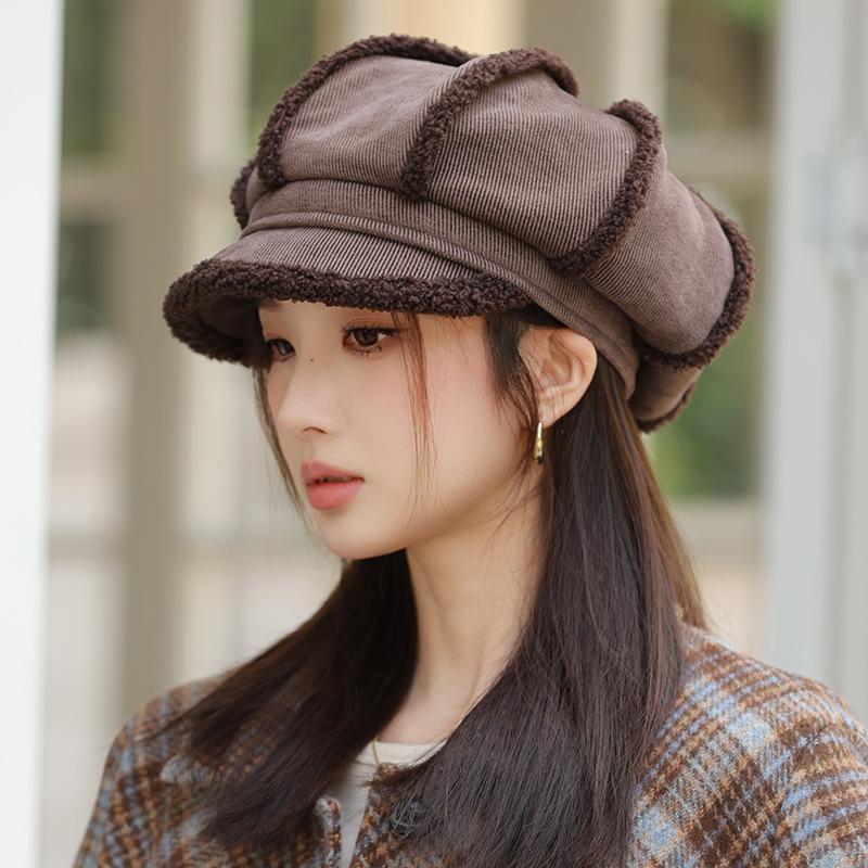 

Шляпа нового стиля для женщин с большим обхватом головы, подчеркивающая маленькое лицо, берет, повседневная и универсальная восьмиугольная шляпа, ретро кепка в корейском стиле One Size